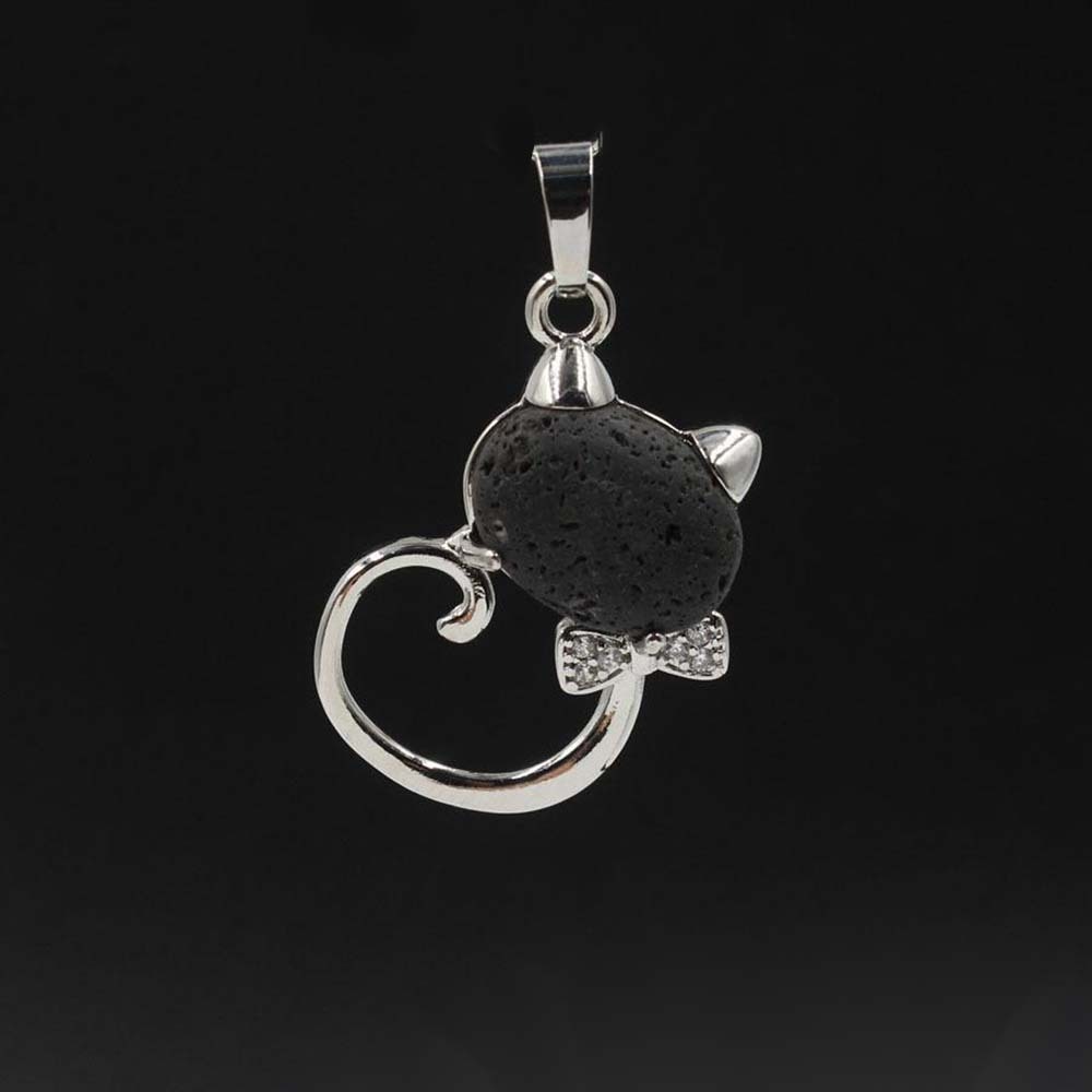 Natural Stone Cute Sweet Cat Pendant Necklace Chakra Cure Quartz Crystal Hello Kitte Cats Jewelry Birthday Gifts for Her/Mum/Wife/Bestfriend