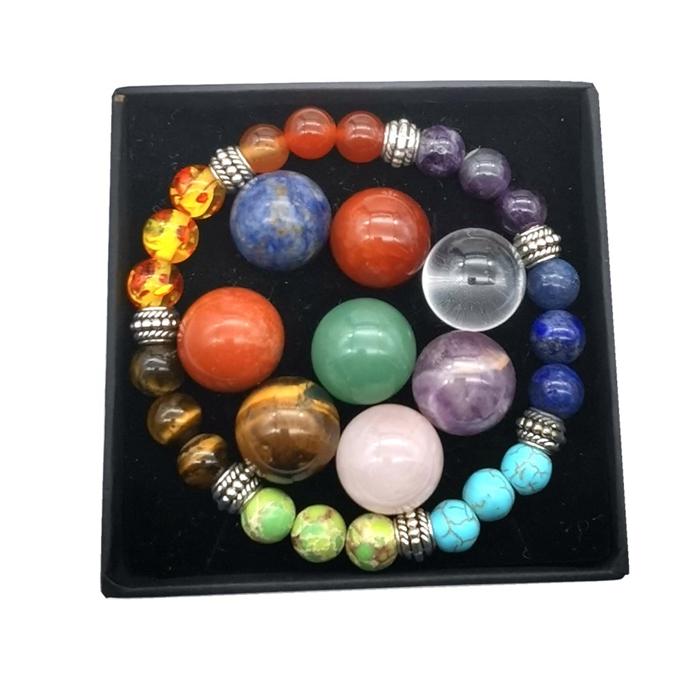 7 Chakra Stone Spheres Balls Collection Women Men Healing Yoga Quartz Crystal Bracelet Bangle Pendant Necklace Gift Box Friends