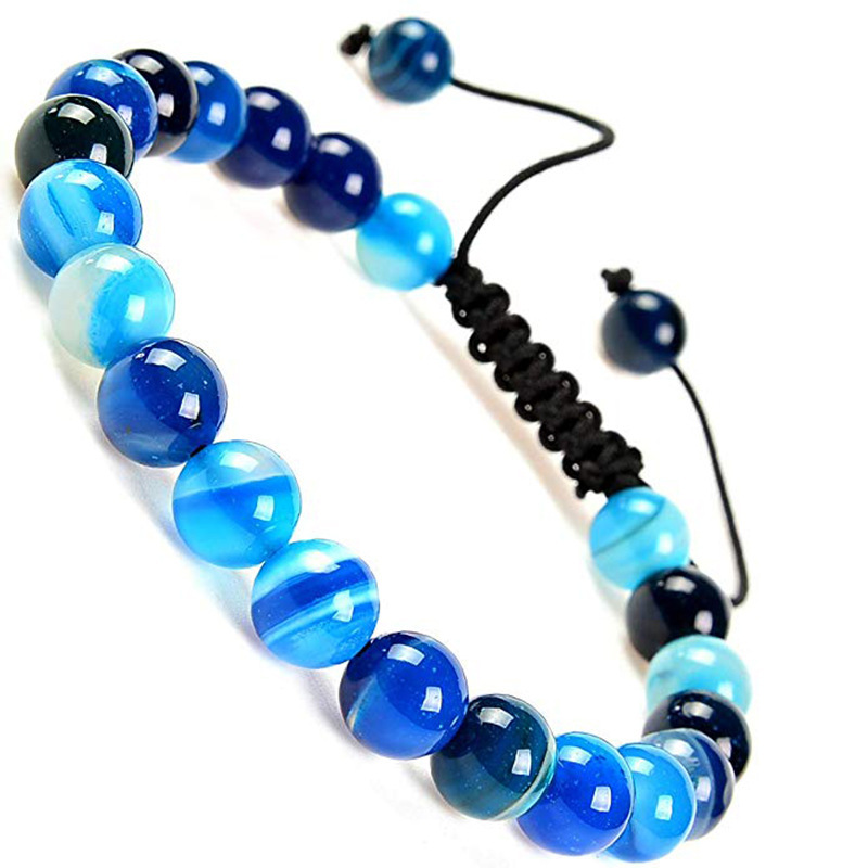 Natural Stone Healing Power Crystal Beads Unisex Adjustable Macrame Beaded Luxury Friendship Bracelets 8mm for Women Men