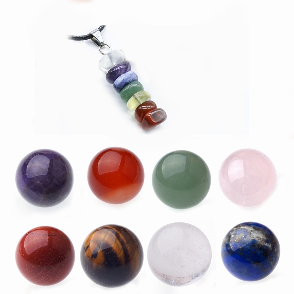 7 Chakra Stone Spheres Balls Collection Women Men Healing Yoga Quartz Crystal Bracelet Bangle Pendant Necklace Gift Box Friends