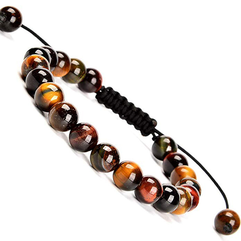 Natural Stone Healing Power Crystal Beads Unisex Adjustable Macrame Beaded Luxury Friendship Bracelets 8mm for Women Men
