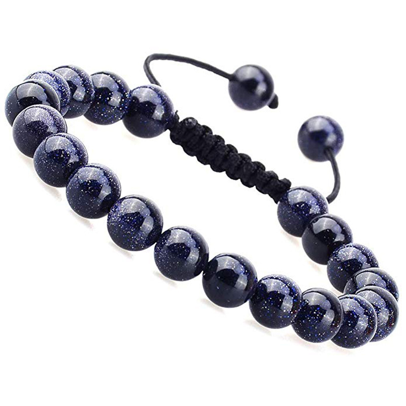 Natural Stone Healing Power Crystal Beads Unisex Adjustable Macrame Beaded Luxury Friendship Bracelets 8mm for Women Men