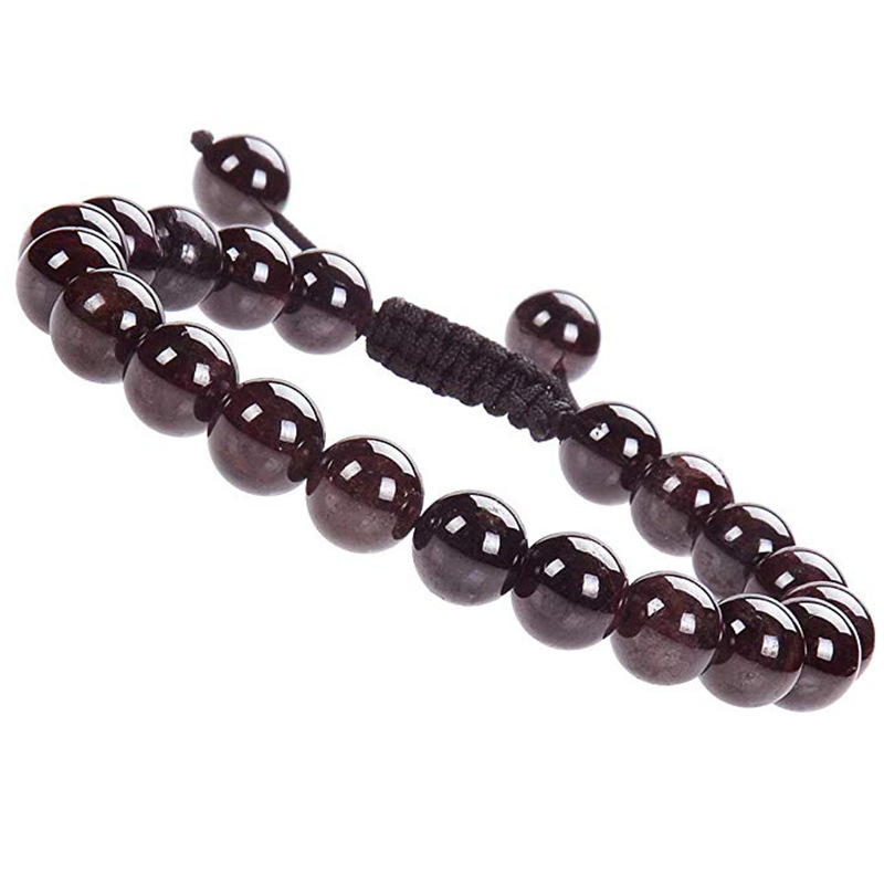 Natural Stone Healing Power Crystal Beads Unisex Adjustable Macrame Beaded Luxury Friendship Bracelets 8mm for Women Men