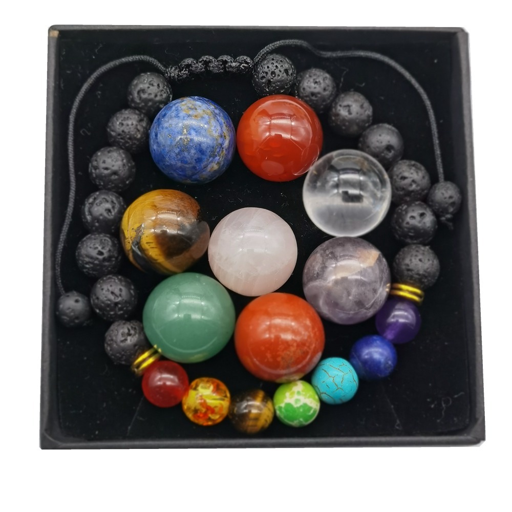 7 Chakra Stone Spheres Balls Collection Women Men Healing Yoga Quartz Crystal Bracelet Bangle Pendant Necklace Gift Box Friends