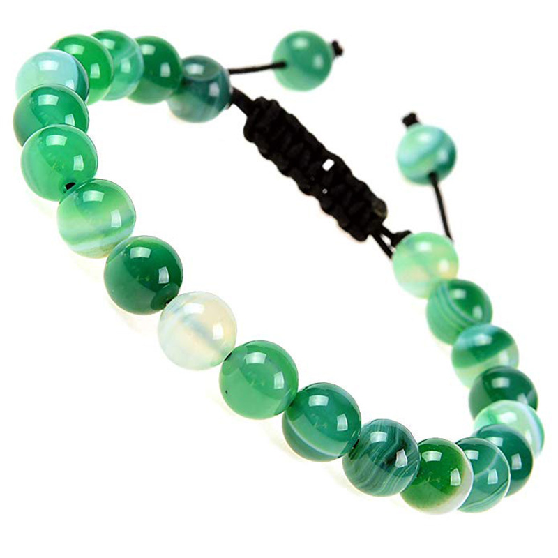 Natural Stone Healing Power Crystal Beads Unisex Adjustable Macrame Beaded Luxury Friendship Bracelets 8mm for Women Men