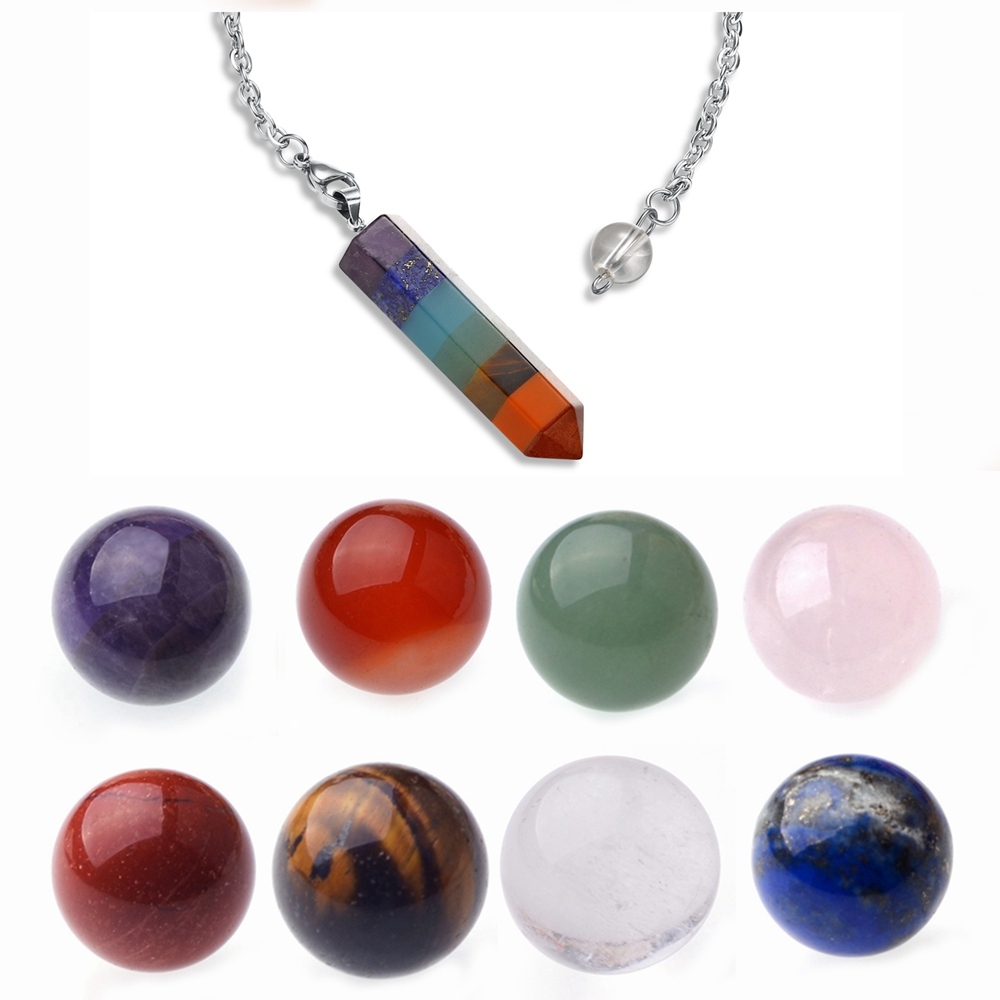 7 Chakra Stone Spheres Balls Collection Women Men Healing Yoga Quartz Crystal Bracelet Bangle Pendant Necklace Gift Box Friends