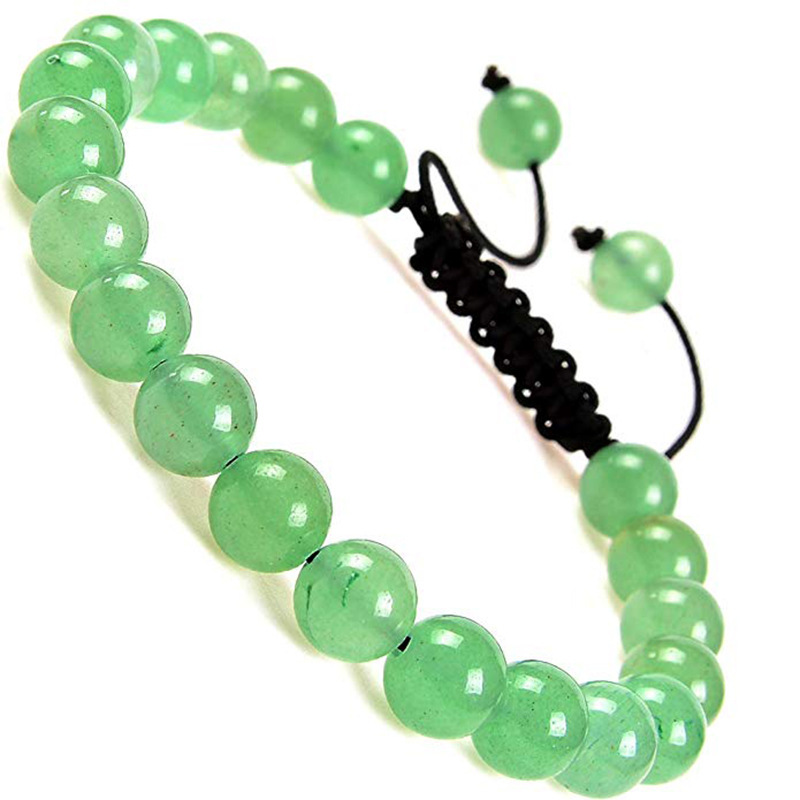 Natural Stone Healing Power Crystal Beads Unisex Adjustable Macrame Beaded Luxury Friendship Bracelets 8mm for Women Men