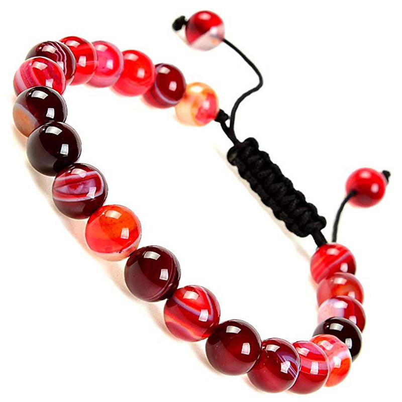 Natural Stone Healing Power Crystal Beads Unisex Adjustable Macrame Beaded Luxury Friendship Bracelets 8mm for Women Men