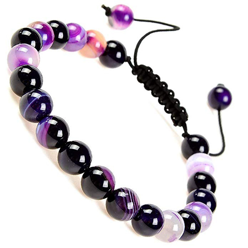 Natural Stone Healing Power Crystal Beads Unisex Adjustable Macrame Beaded Luxury Friendship Bracelets 8mm for Women Men