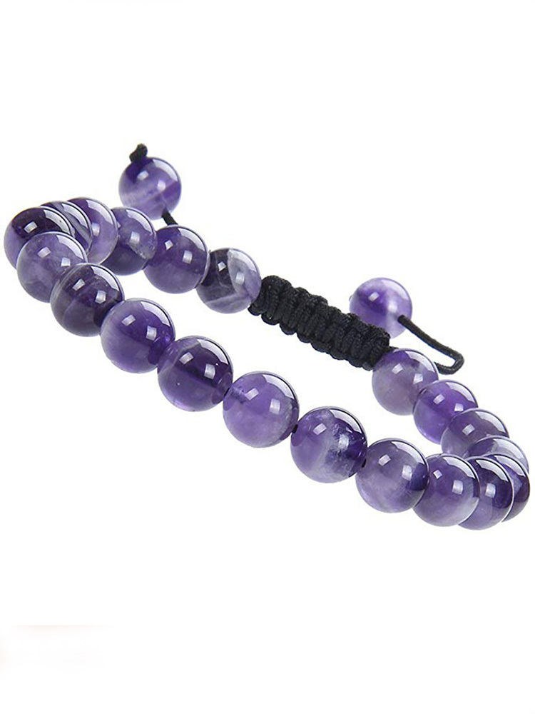 Natural Stone Healing Power Crystal Beads Unisex Adjustable Macrame Beaded Luxury Friendship Bracelets 8mm for Women Men