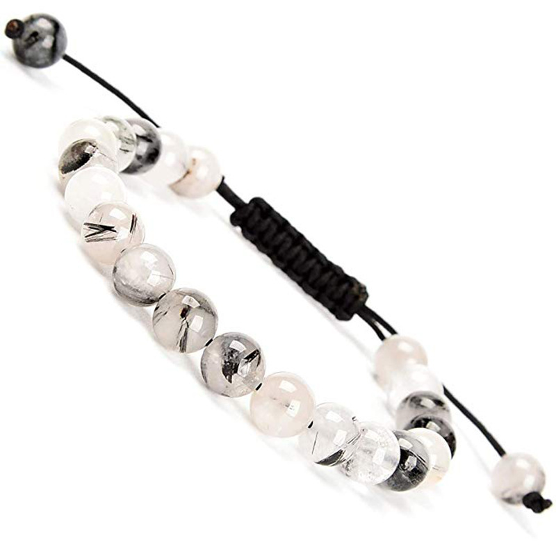Natural Stone Healing Power Crystal Beads Unisex Adjustable Macrame Beaded Luxury Friendship Bracelets 8mm for Women Men