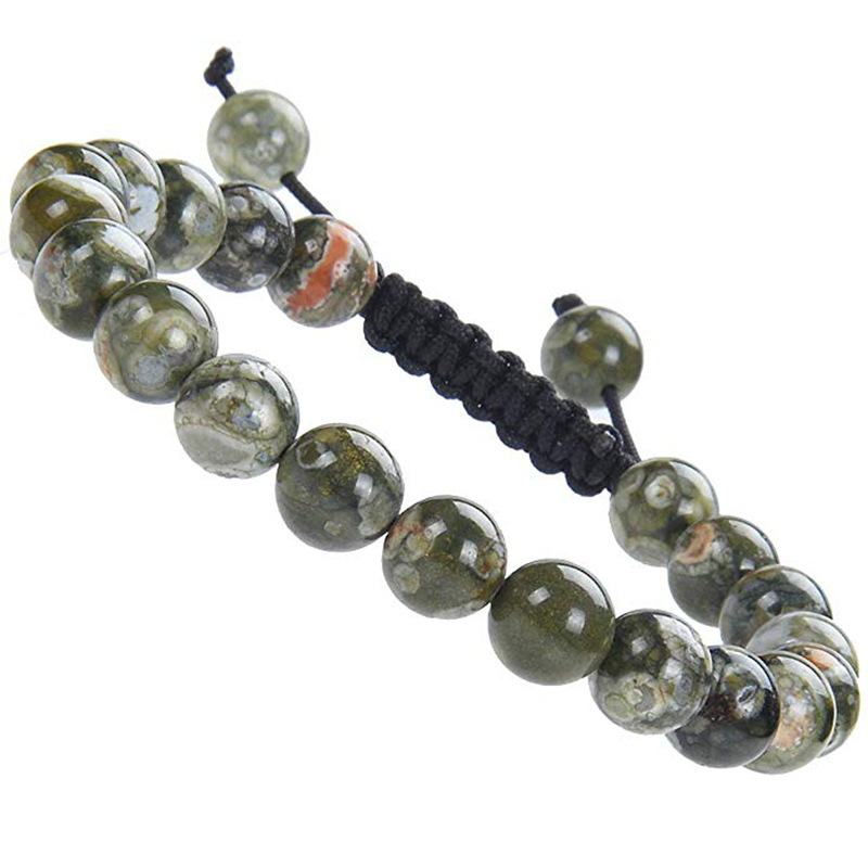 Natural Stone Healing Power Crystal Beads Unisex Adjustable Macrame Beaded Luxury Friendship Bracelets 8mm for Women Men
