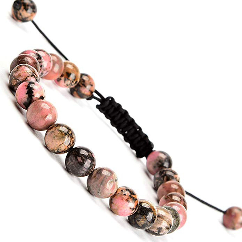 Natural Stone Healing Power Crystal Beads Unisex Adjustable Macrame Beaded Luxury Friendship Bracelets 8mm for Women Men