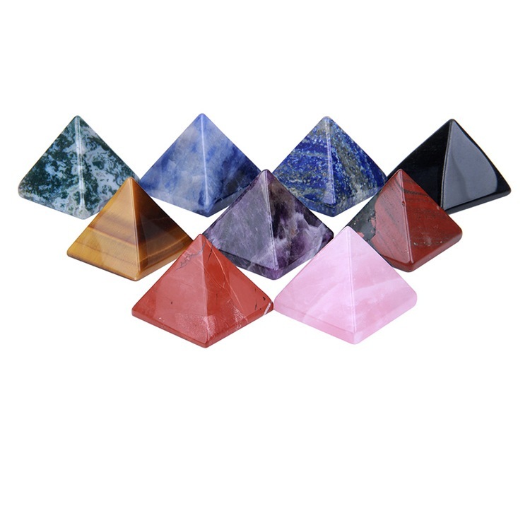 Natural Pyramid Carved Chakra Healing Crystal Reiki Stone Radiation Deflection Home Decor Gift Decoration Crafts 1Inch