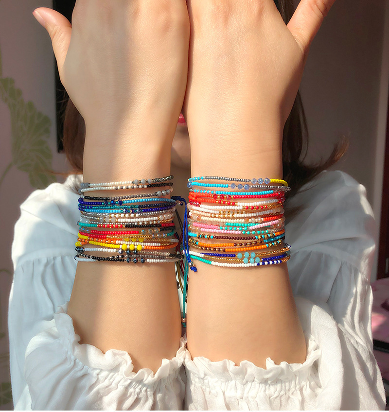 Handmade Adjustable Wrap Bracelet Bohemian String Braided Beads Anklets Gifts for Women Girls