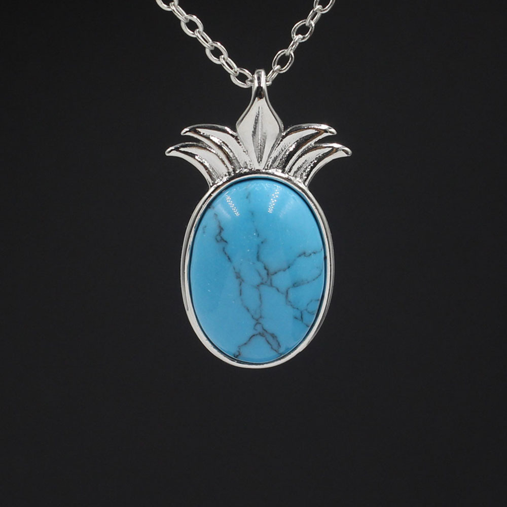 Natural Stone Pineapple Pendant Necklace For Women inspiring Dainty Silver Appepine Chakra Healing boyfriend Quartz Crystal