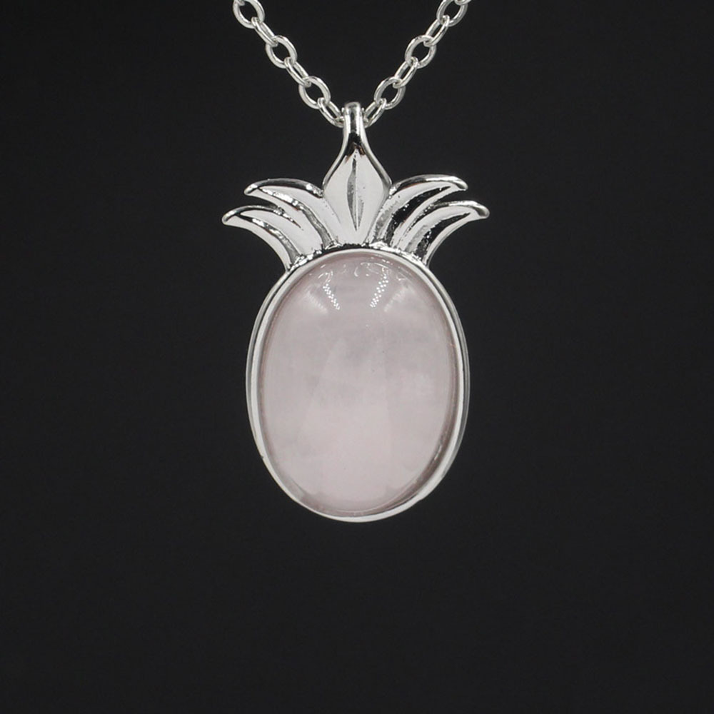 Natural Stone Pineapple Pendant Necklace For Women inspiring Dainty Silver Appepine Chakra Healing boyfriend Quartz Crystal