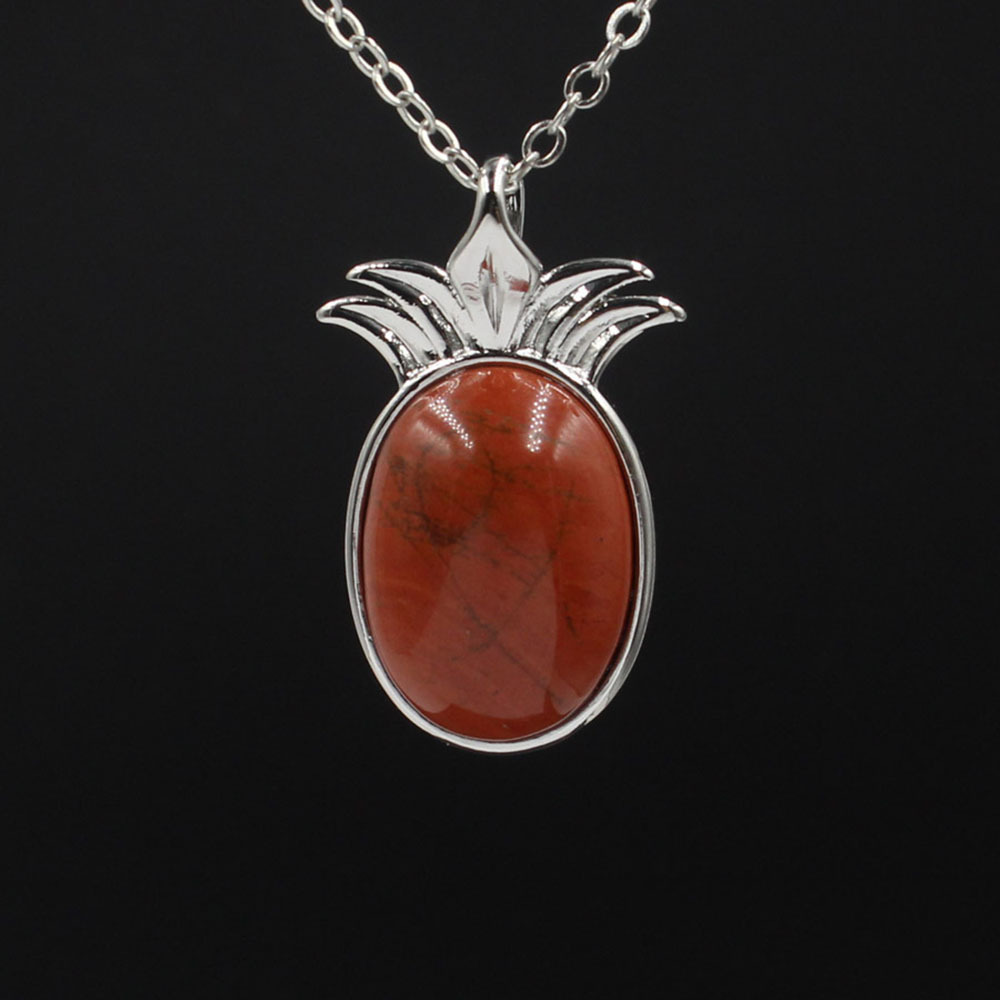Natural Stone Pineapple Pendant Necklace For Women inspiring Dainty Silver Appepine Chakra Healing boyfriend Quartz Crystal