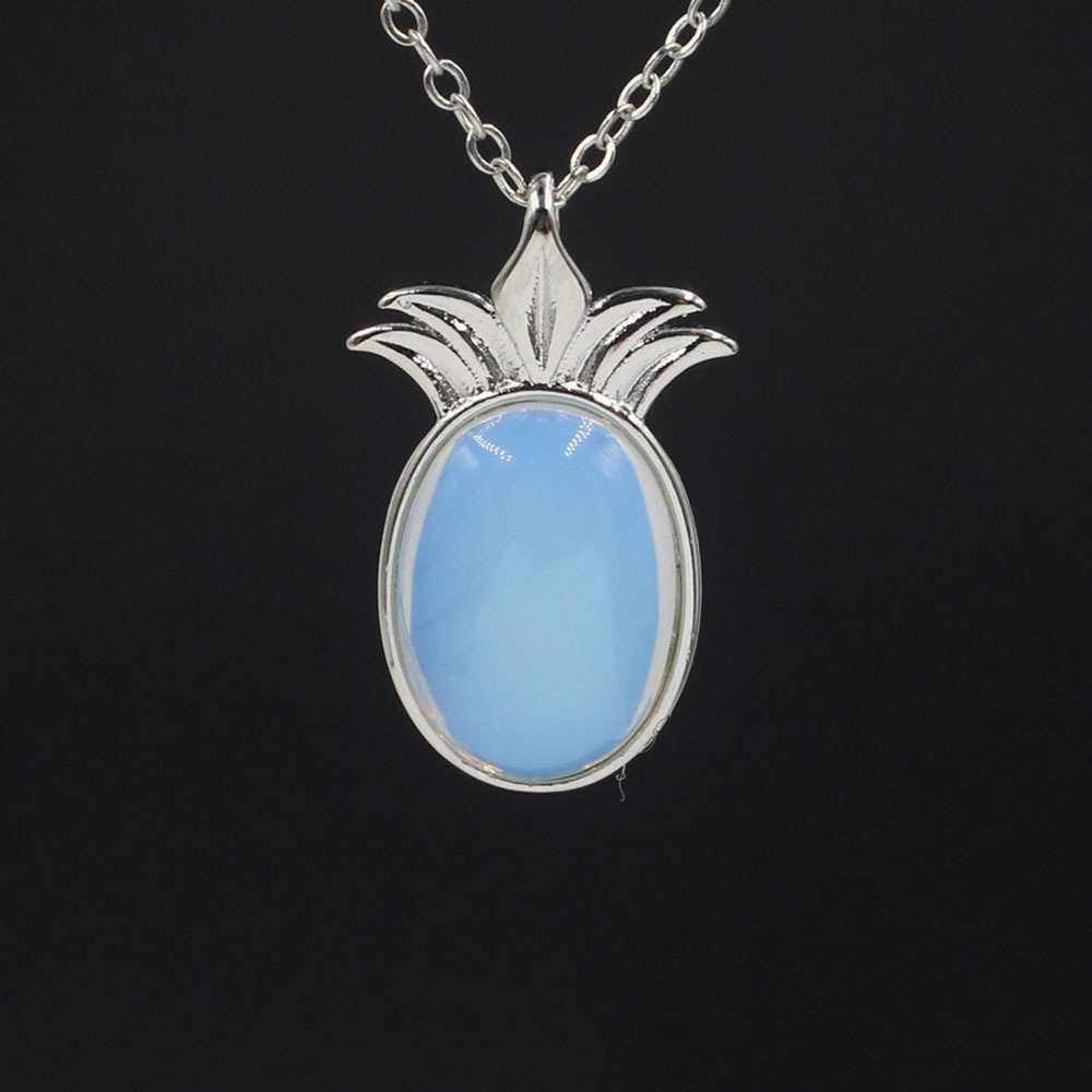 Natural Stone Pineapple Pendant Necklace For Women inspiring Dainty Silver Appepine Chakra Healing boyfriend Quartz Crystal