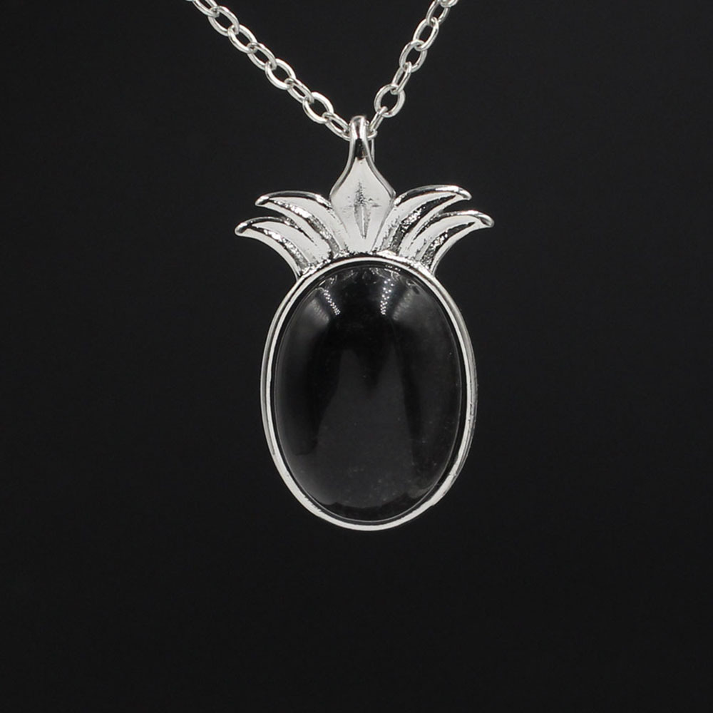 Natural Stone Pineapple Pendant Necklace For Women inspiring Dainty Silver Appepine Chakra Healing boyfriend Quartz Crystal