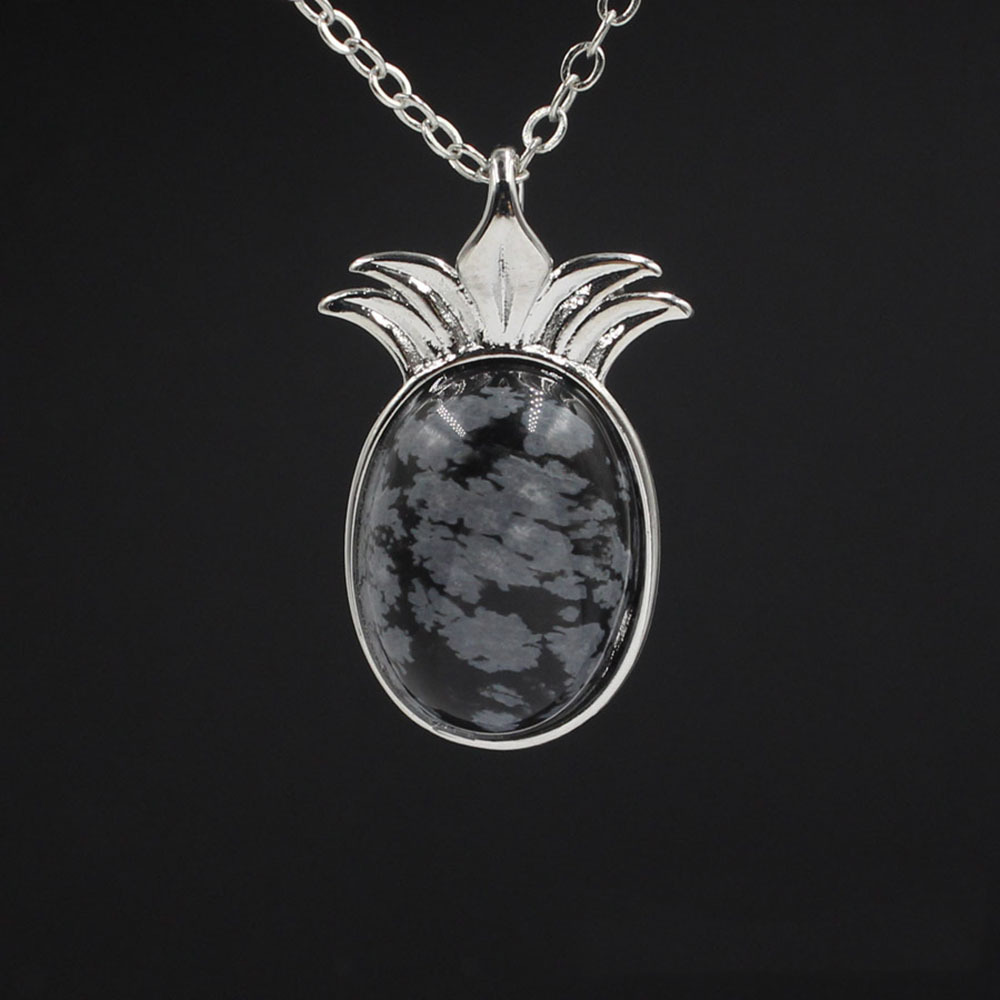 Natural Stone Pineapple Pendant Necklace For Women inspiring Dainty Silver Appepine Chakra Healing boyfriend Quartz Crystal