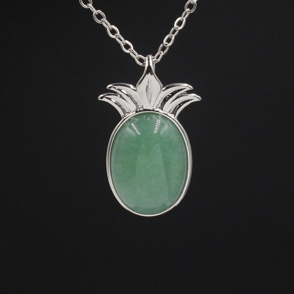 Natural Stone Pineapple Pendant Necklace For Women inspiring Dainty Silver Appepine Chakra Healing boyfriend Quartz Crystal