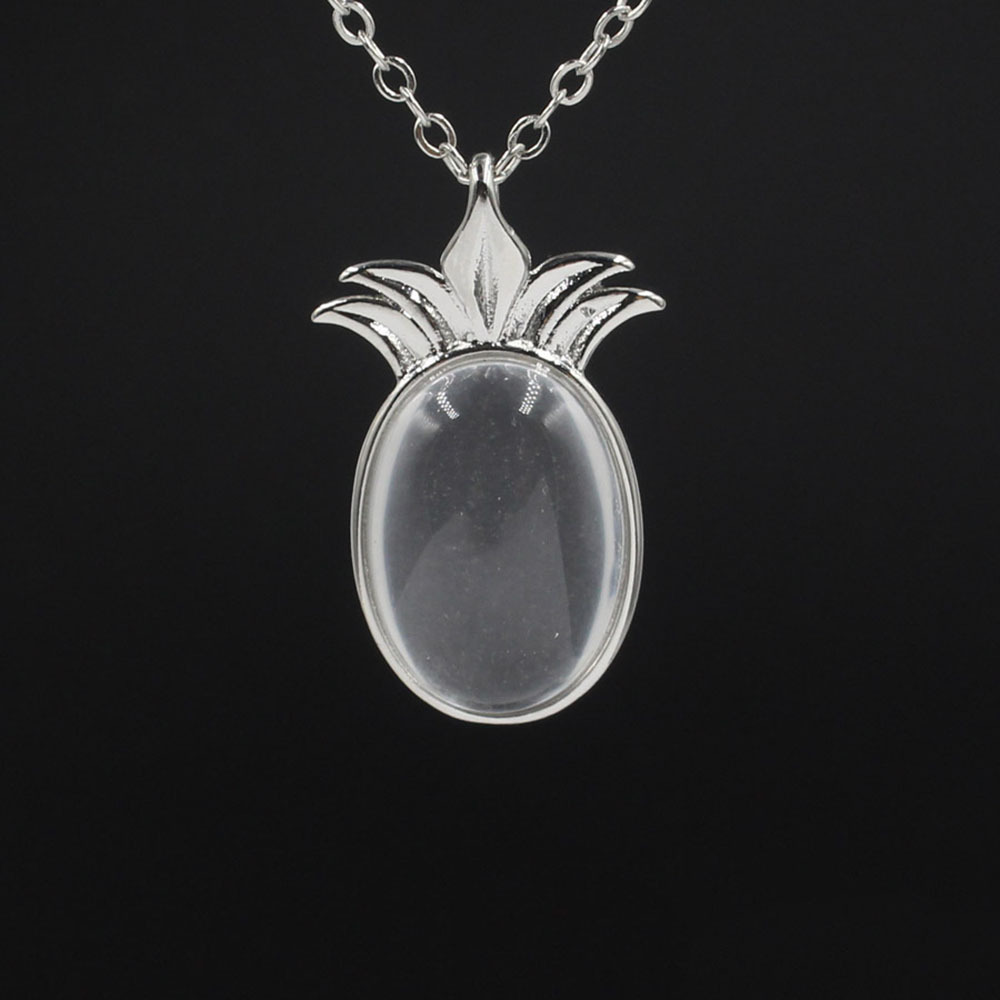 Natural Stone Pineapple Pendant Necklace For Women inspiring Dainty Silver Appepine Chakra Healing boyfriend Quartz Crystal