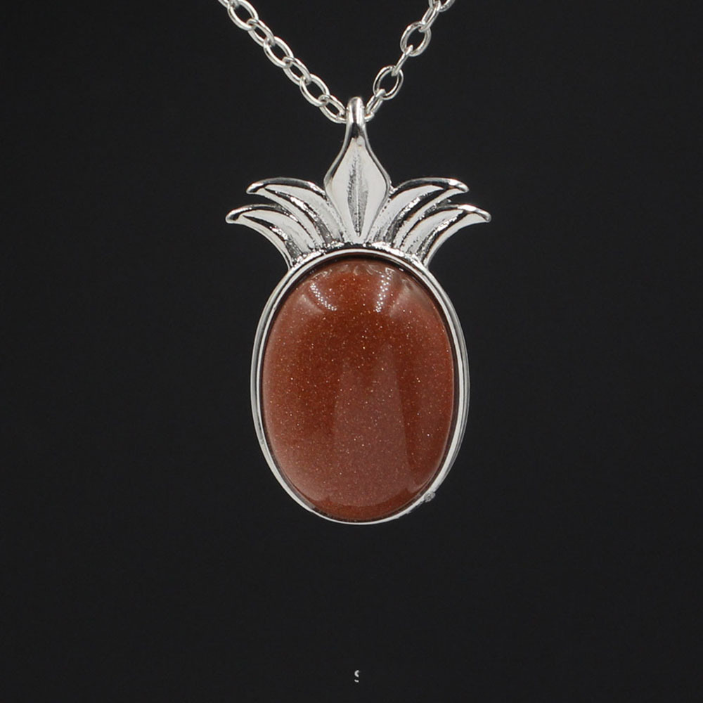 Natural Stone Pineapple Pendant Necklace For Women inspiring Dainty Silver Appepine Chakra Healing boyfriend Quartz Crystal