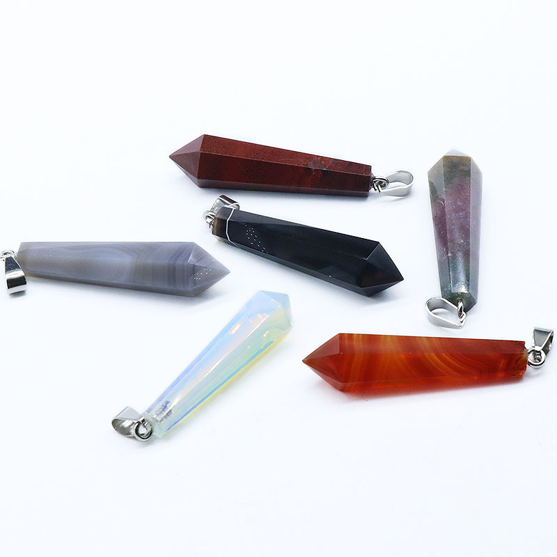 Facet Natural Healing Crystal Stone Necklace Gemstone Point Necklaces Reiki Quartz Jewelry for Women