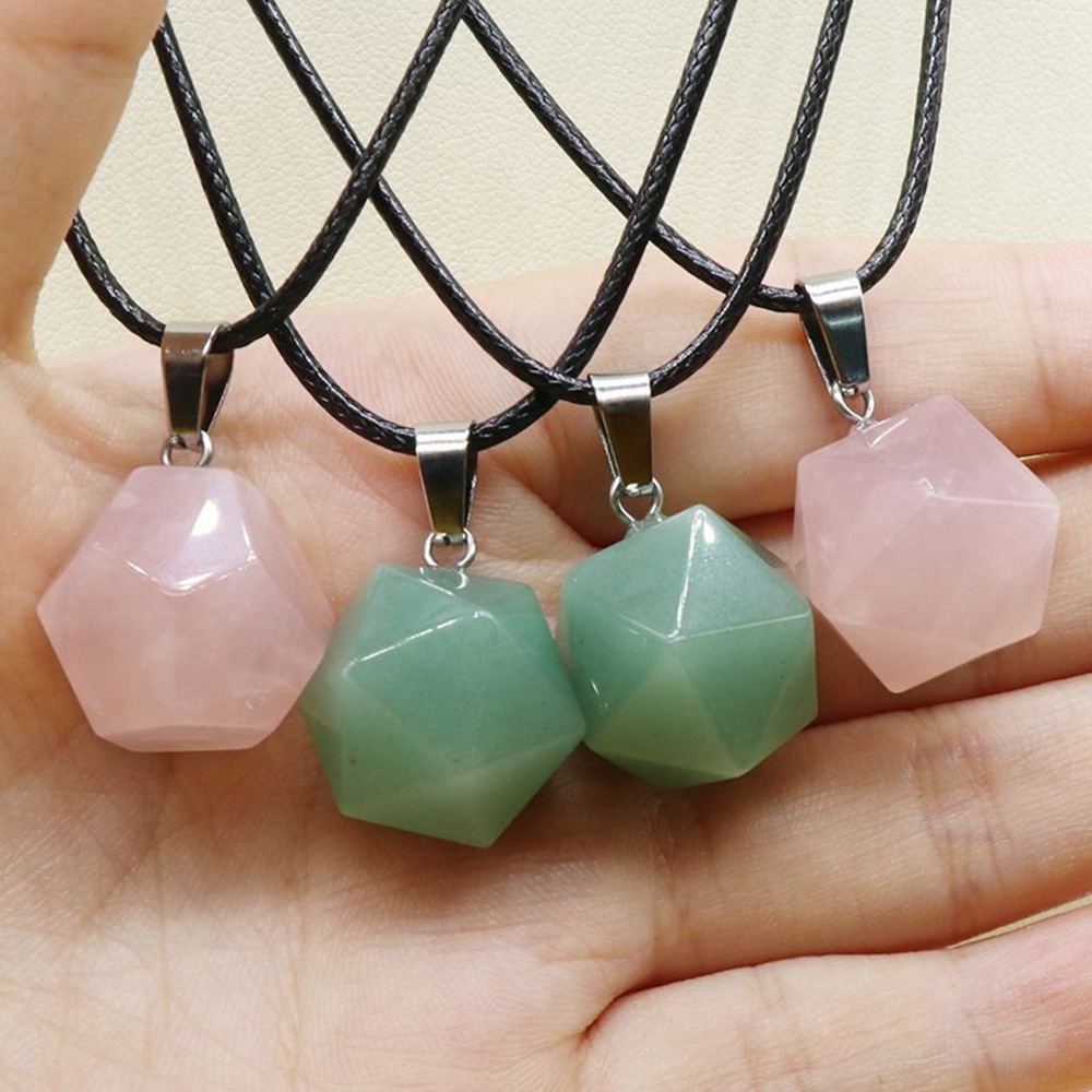 Natural Facet Gemstone Healing Crystal Stone  Pendant Necklace Jewelry for Women