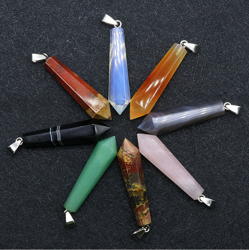 Facet Natural Healing Crystal Stone Necklace Gemstone Point Necklaces Reiki Quartz Jewelry for Women