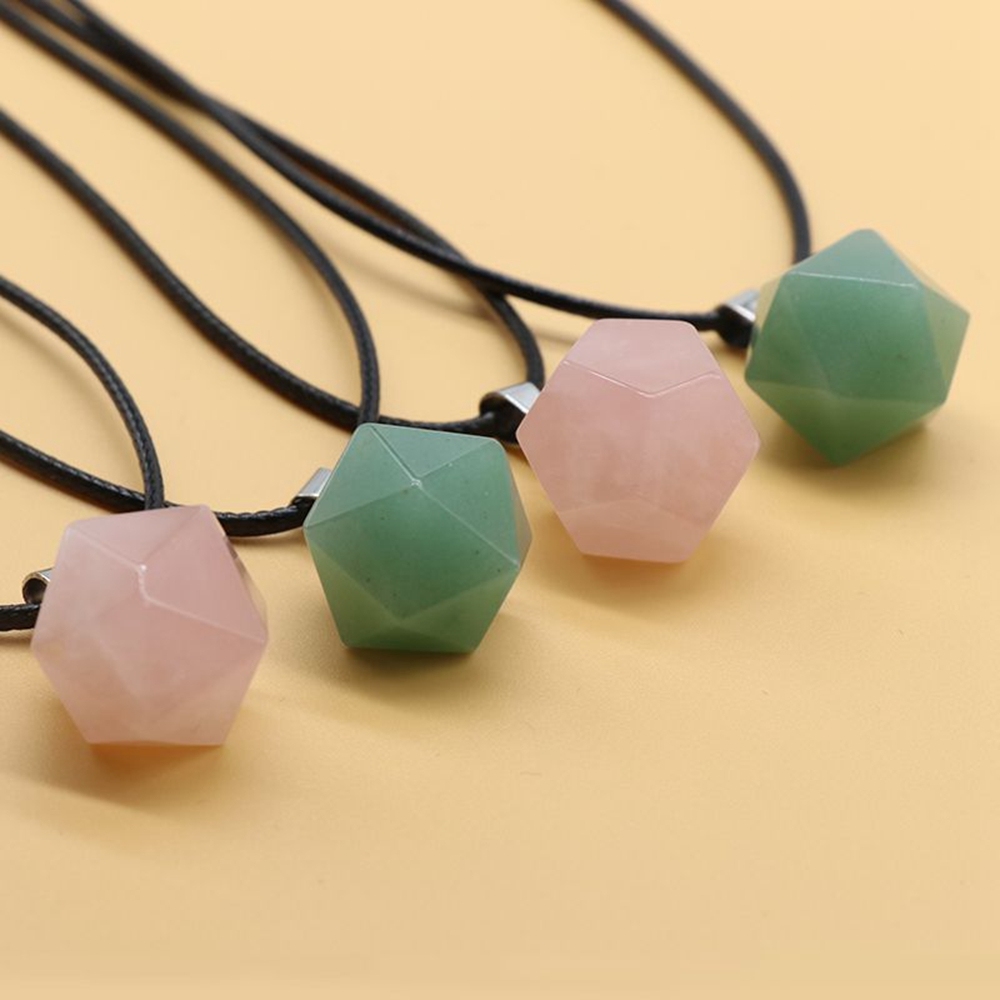 Natural Facet Gemstone Healing Crystal Stone  Pendant Necklace Jewelry for Women