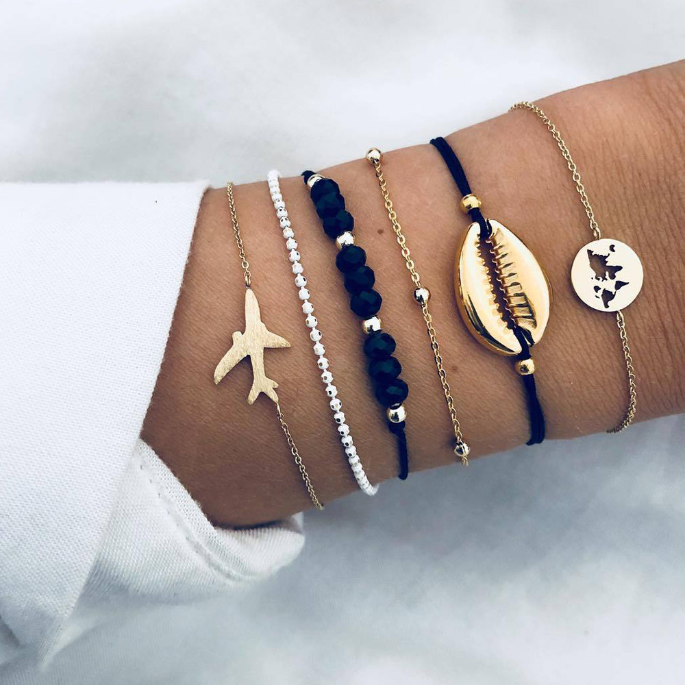 4Pcs/Lot Layered Bracelet Set for Women Multiple Stackable Wrap Bangle