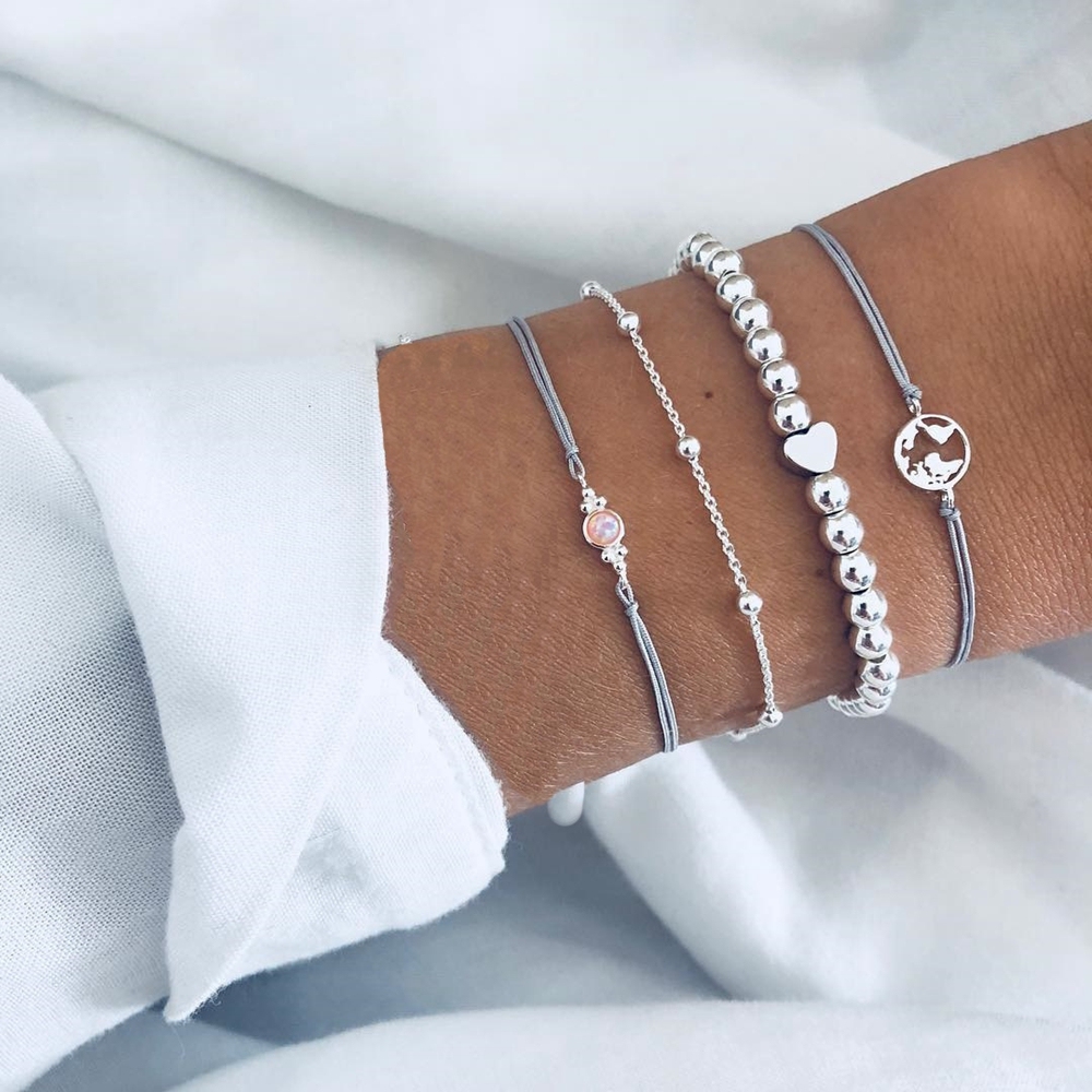 4Pcs/Lot Layered Bracelet Set for Women Multiple Stackable Wrap Bangle