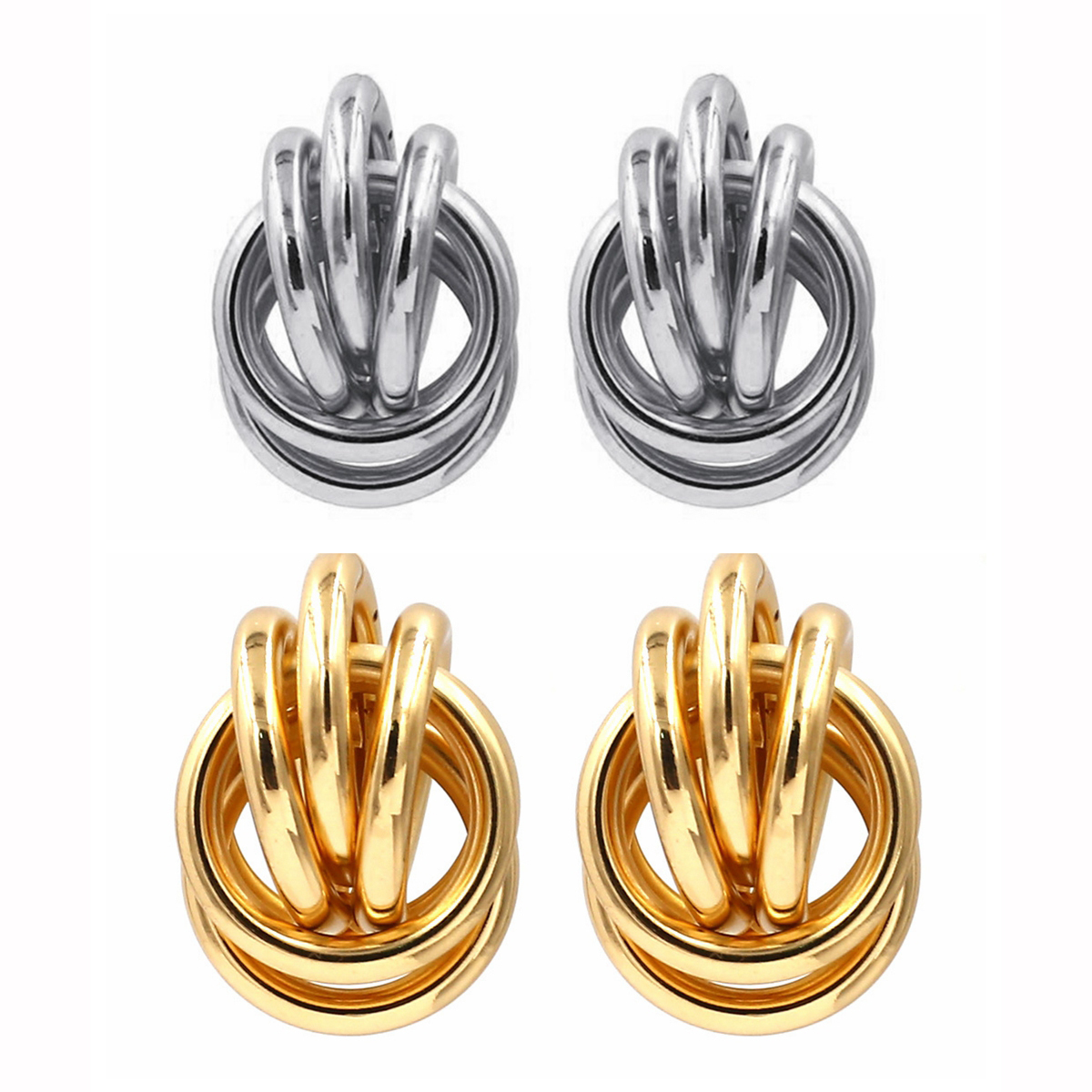 Gold Alloy Flower  Stud Earrings for Women Girls