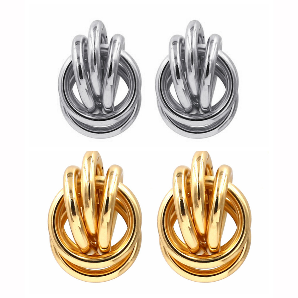 Gold Alloy Flower  Stud Earrings for Women Girls