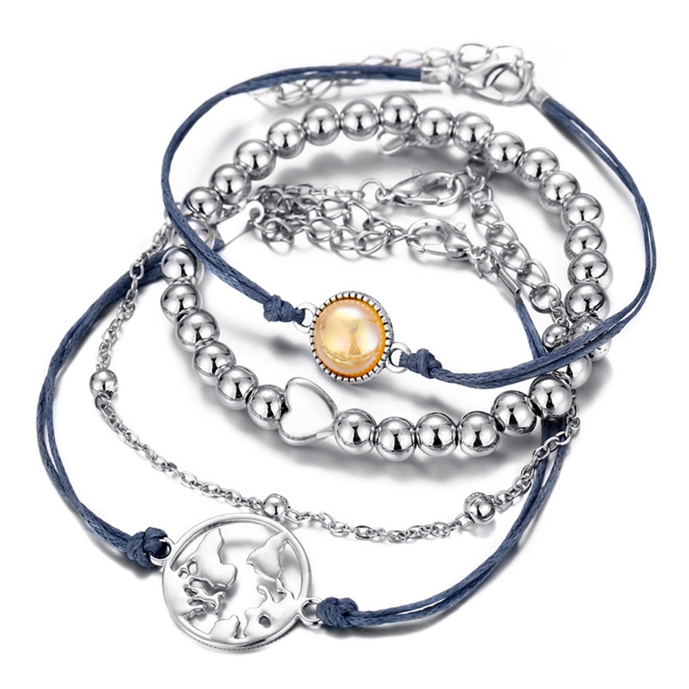 4Pcs/Lot Layered Bracelet Set for Women Multiple Stackable Wrap Bangle