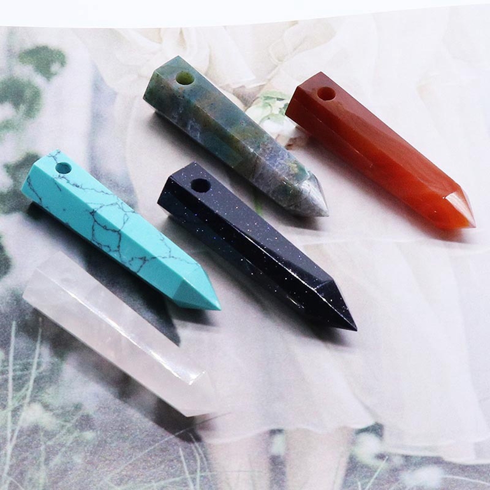 Natural Healing Bullet Crystal Stone Point Pendant Necklace Gemstone Point Necklaces Reiki Quartz Jewelry for Women
