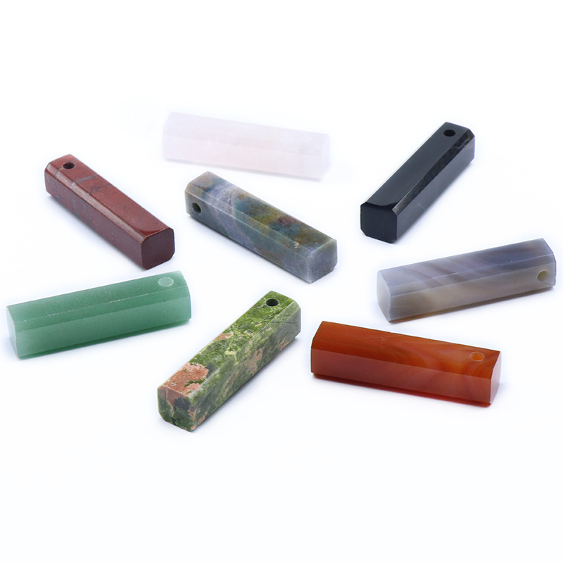Natural Healing Rectangle Crystal Stone Pendant Necklace Gemstone Point Necklaces Reiki Quartz Jewelry for Women