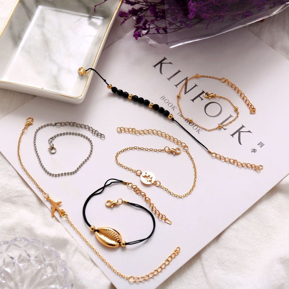 4Pcs/Lot Layered Bracelet Set for Women Multiple Stackable Wrap Bangle