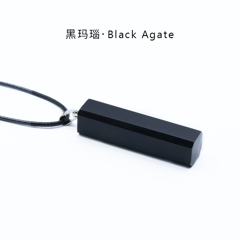 Natural Healing Rectangle Crystal Stone Pendant Necklace Gemstone Point Necklaces Reiki Quartz Jewelry for Women