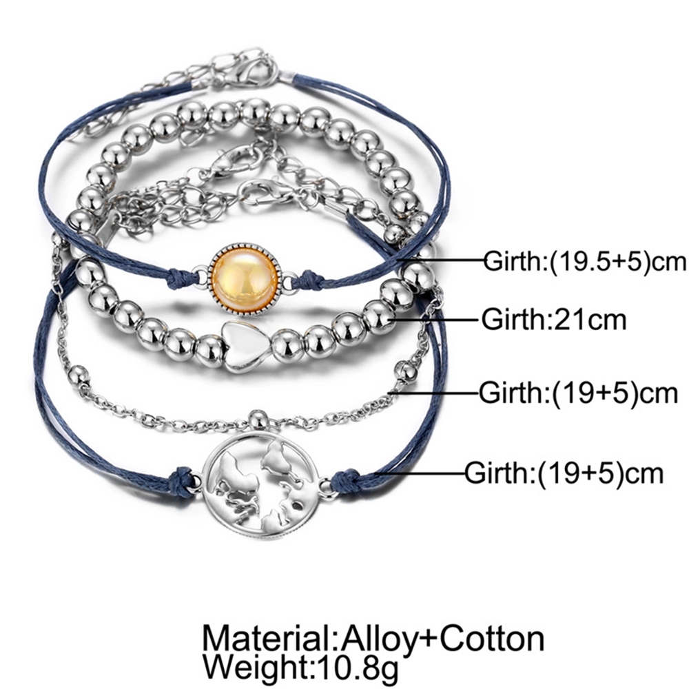 4Pcs/Lot Layered Bracelet Set for Women Multiple Stackable Wrap Bangle