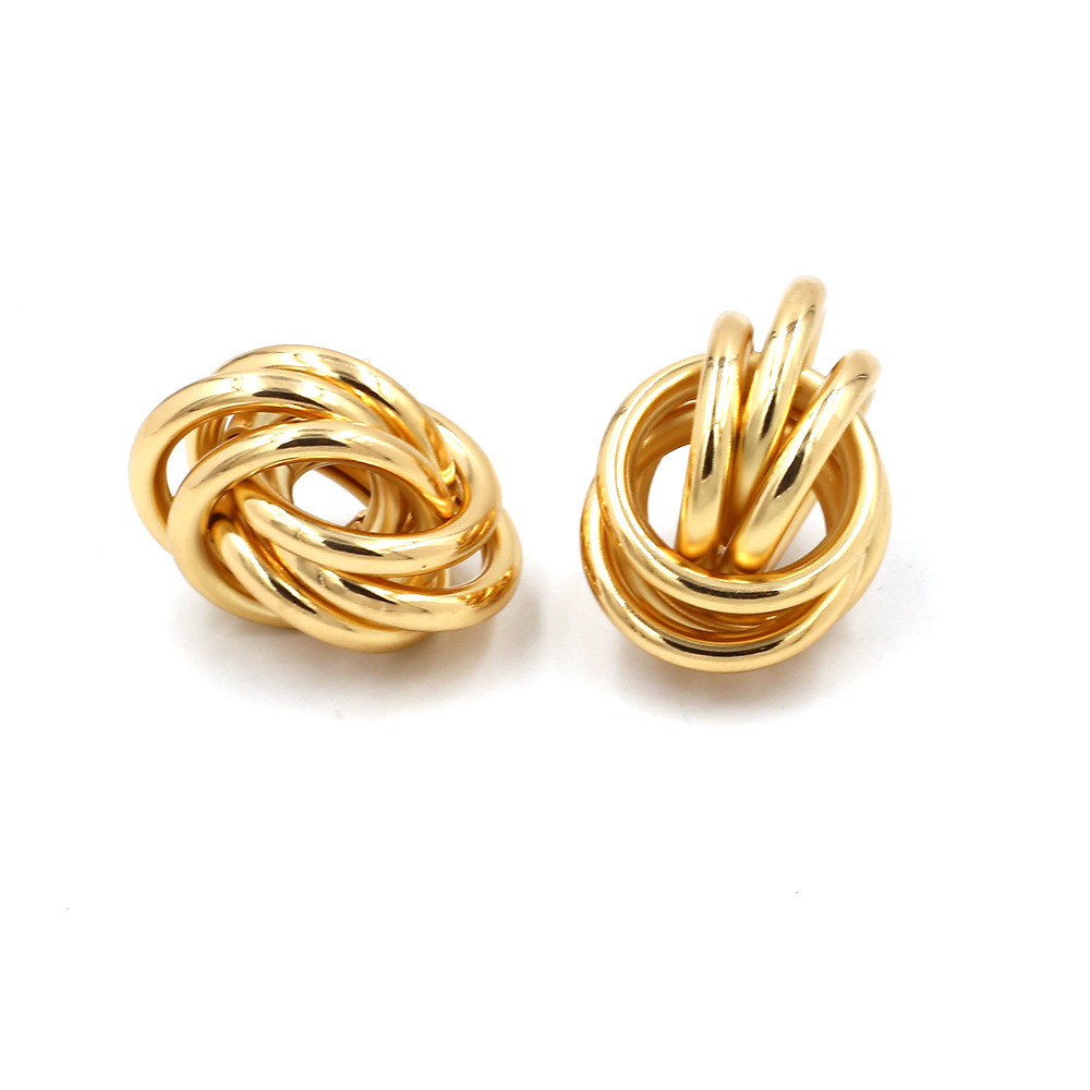 Gold Alloy Flower  Stud Earrings for Women Girls