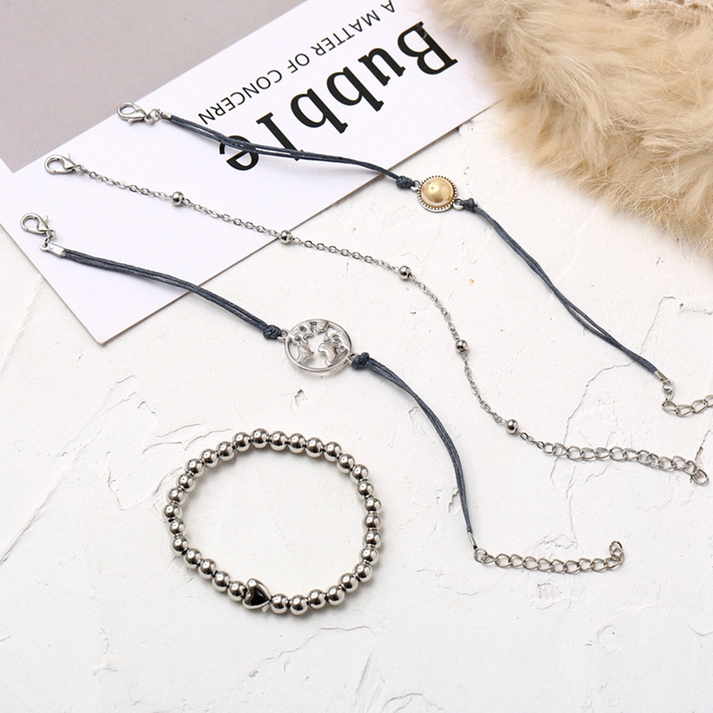 4Pcs/Lot Layered Bracelet Set for Women Multiple Stackable Wrap Bangle