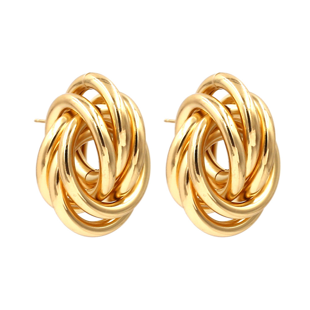 Gold Alloy Flower  Stud Earrings for Women Girls