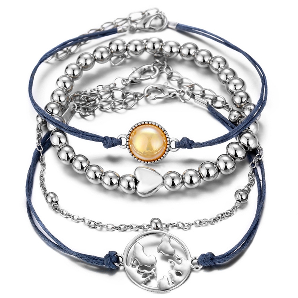 4Pcs/Lot Layered Bracelet Set for Women Multiple Stackable Wrap Bangle