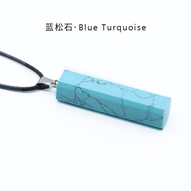 Natural Healing Rectangle Crystal Stone Pendant Necklace Gemstone Point Necklaces Reiki Quartz Jewelry for Women
