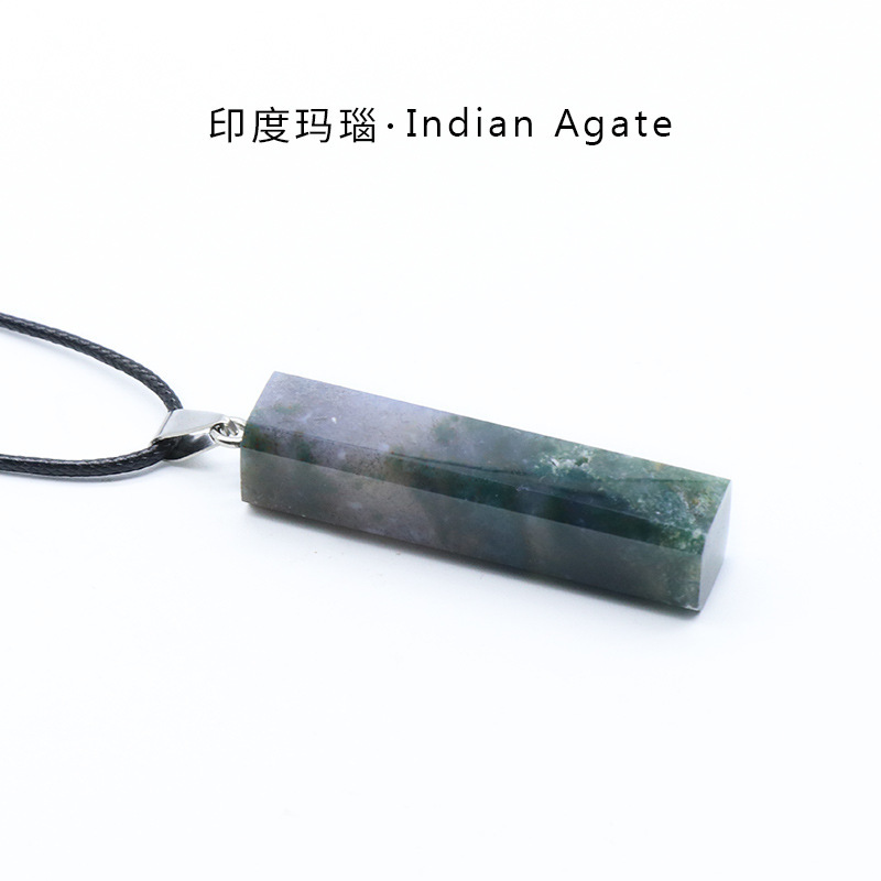 Natural Healing Rectangle Crystal Stone Pendant Necklace Gemstone Point Necklaces Reiki Quartz Jewelry for Women