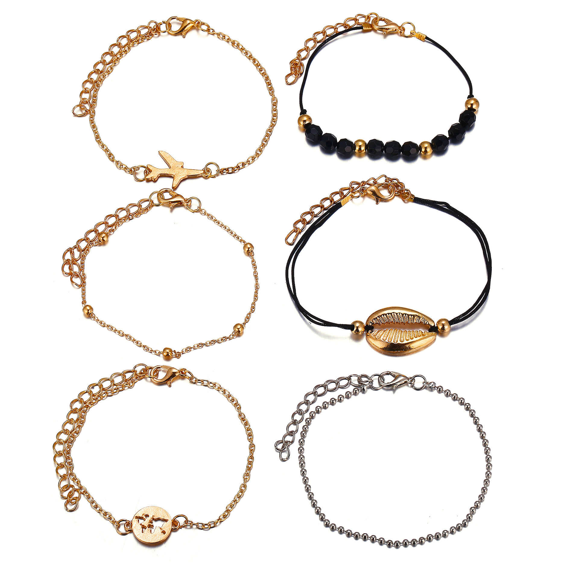 4Pcs/Lot Layered Bracelet Set for Women Multiple Stackable Wrap Bangle