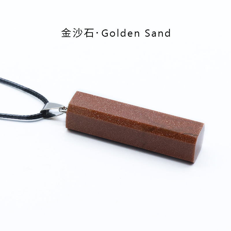 Natural Healing Rectangle Crystal Stone Pendant Necklace Gemstone Point Necklaces Reiki Quartz Jewelry for Women
